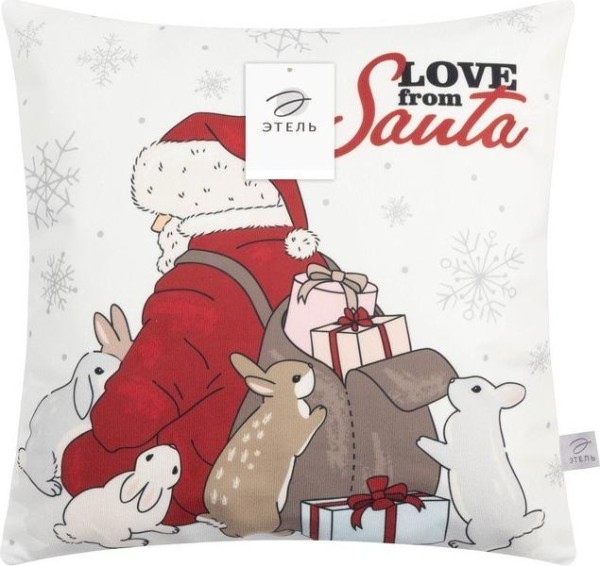 Наволочка Этель "Love from Santa", 40*40 см, 100 п/э, велюр